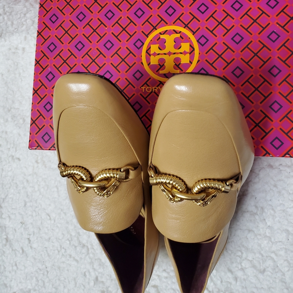 Tory Burch Jessa 45MM Leather Heeled Loafers - Picture 5 of 14